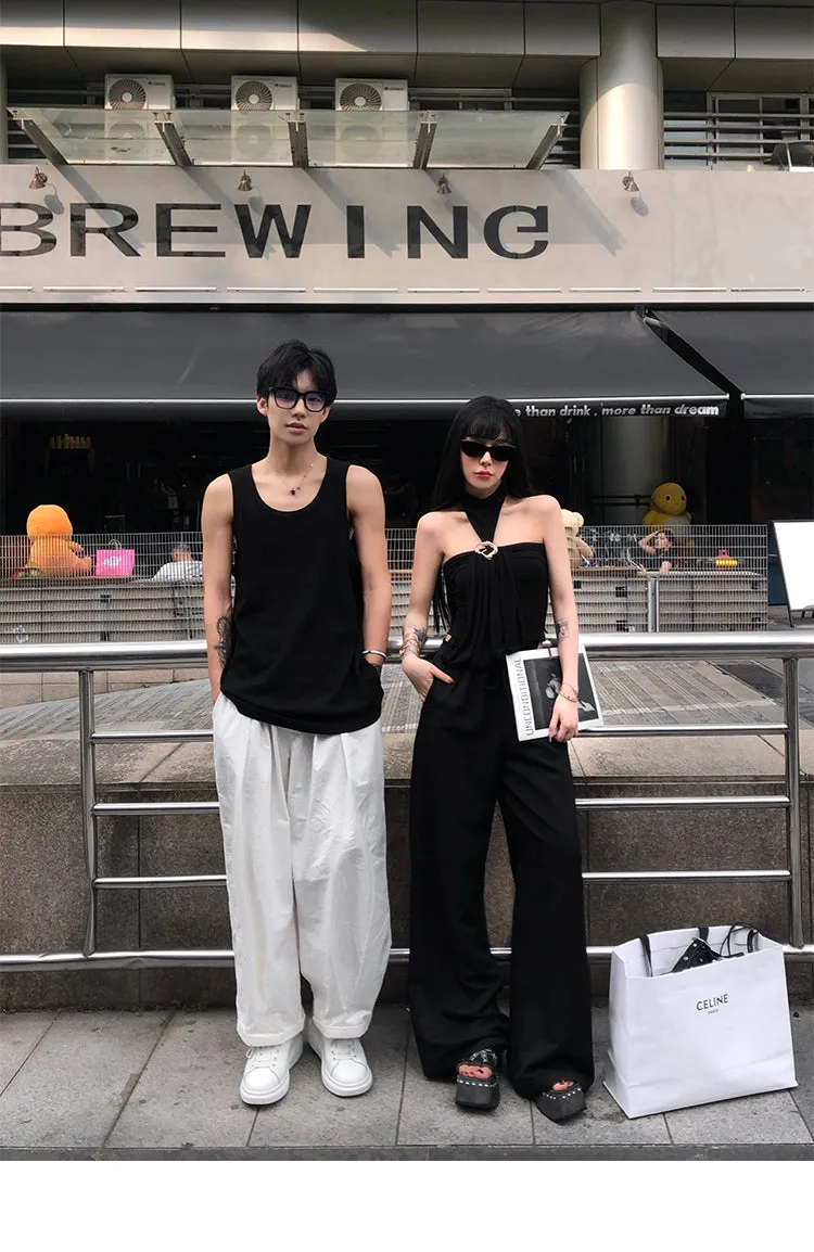 【24s Aug.】Halter Top Wide-leg Pants Set