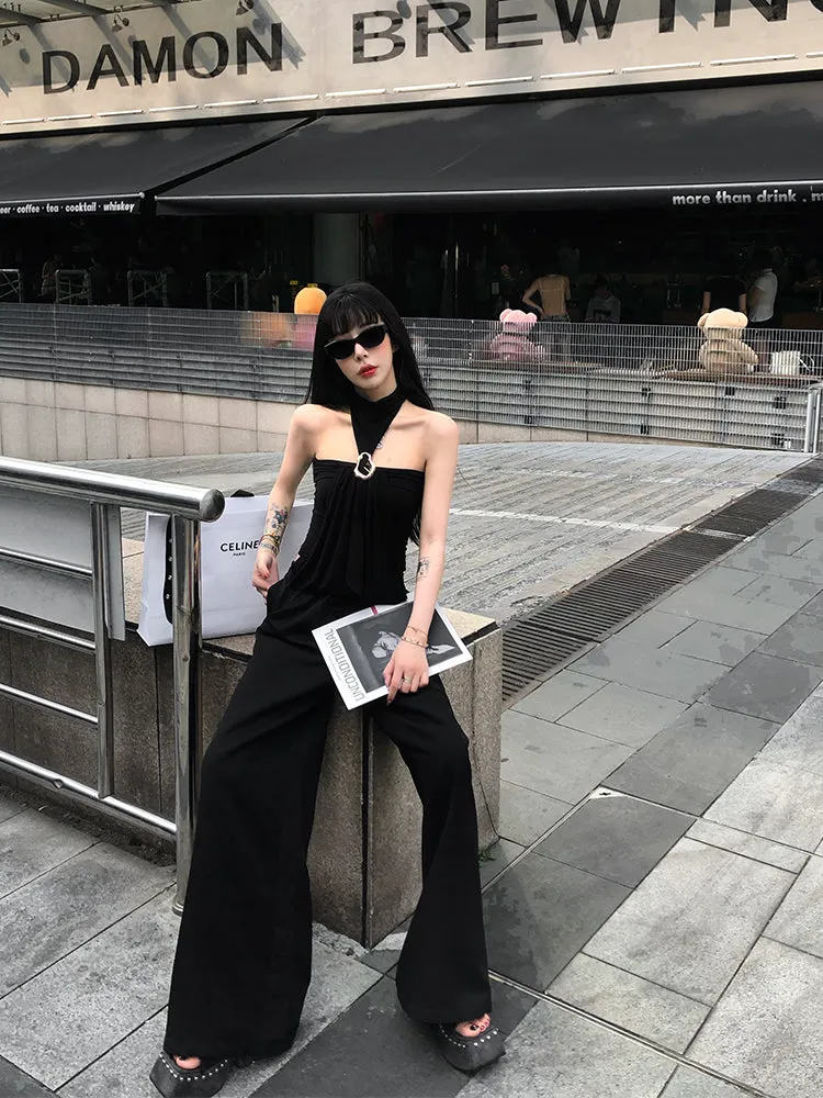【24s Aug.】Halter Top Wide-leg Pants Set