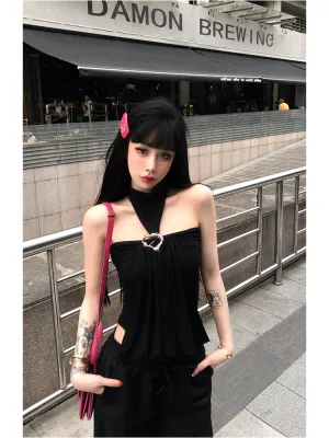 【24s Aug.】Halter Top Wide-leg Pants Set