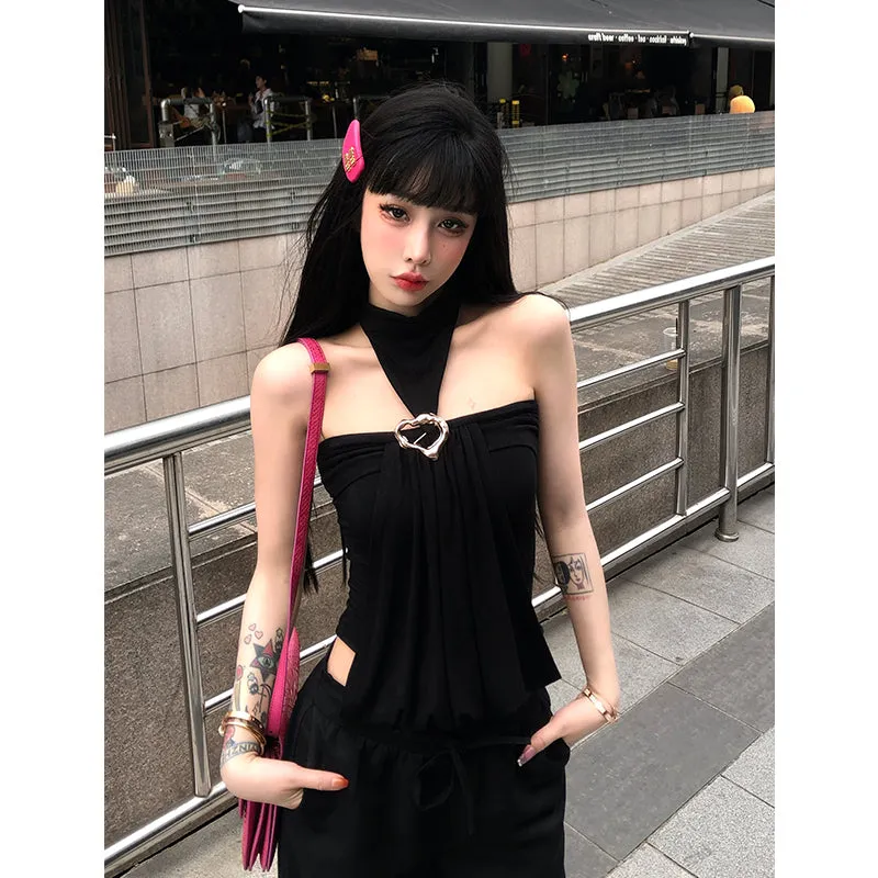 【24s Aug.】Halter Top Wide-leg Pants Set