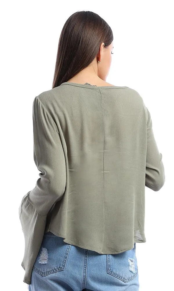 47525 Loose Floral Olive Blouse