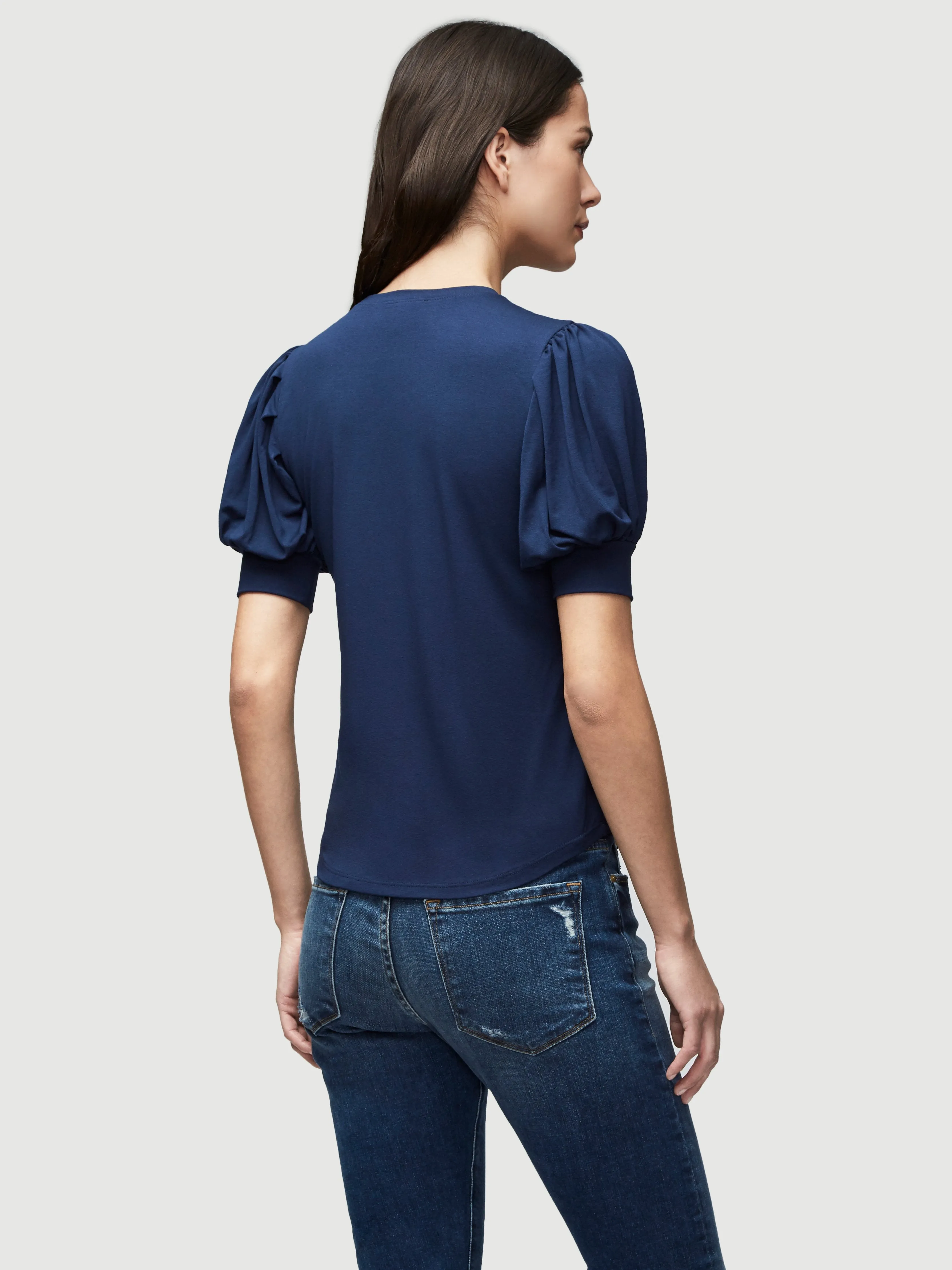 Balloon Sleeve Tee -- Navy