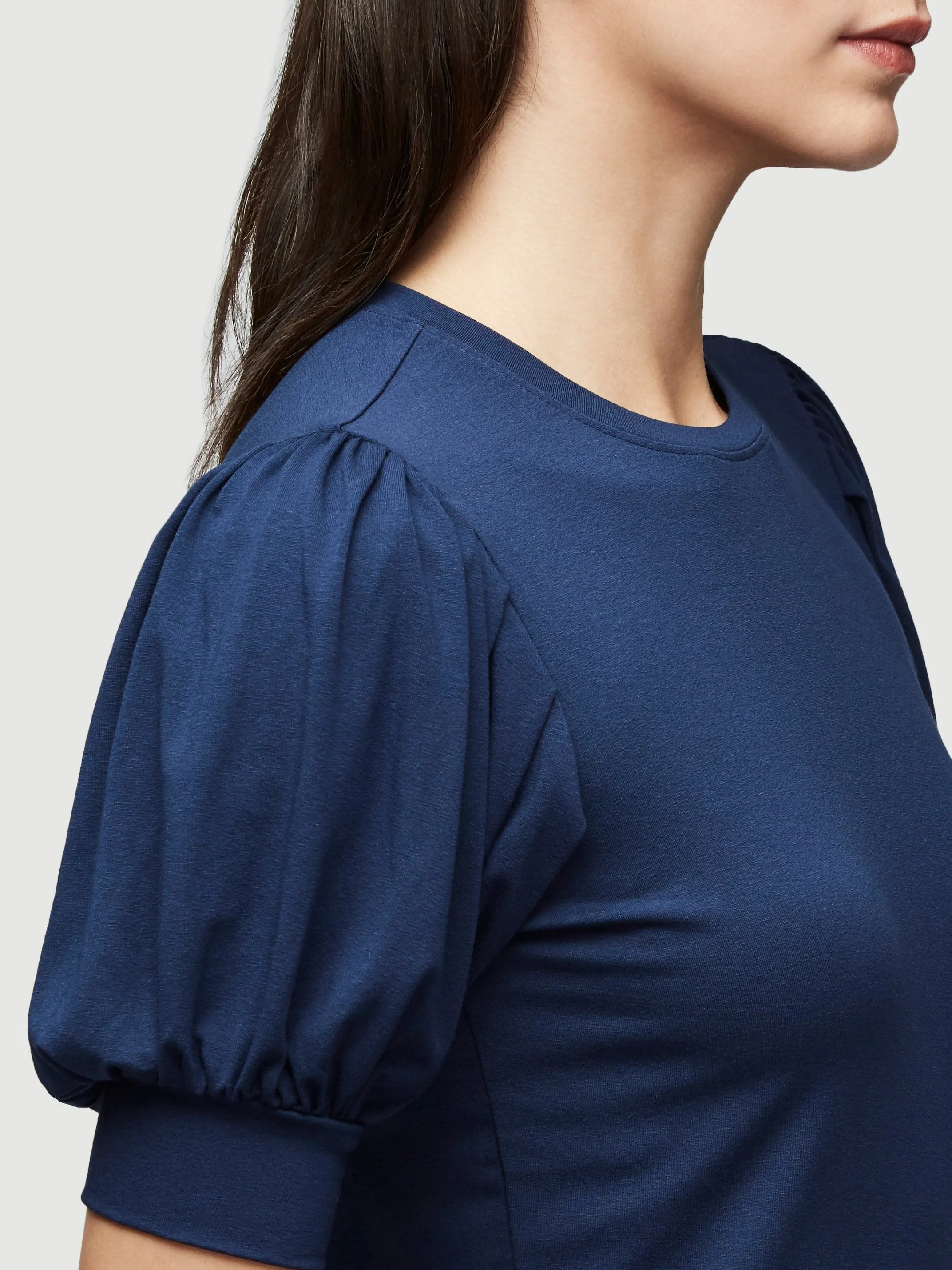 Balloon Sleeve Tee -- Navy
