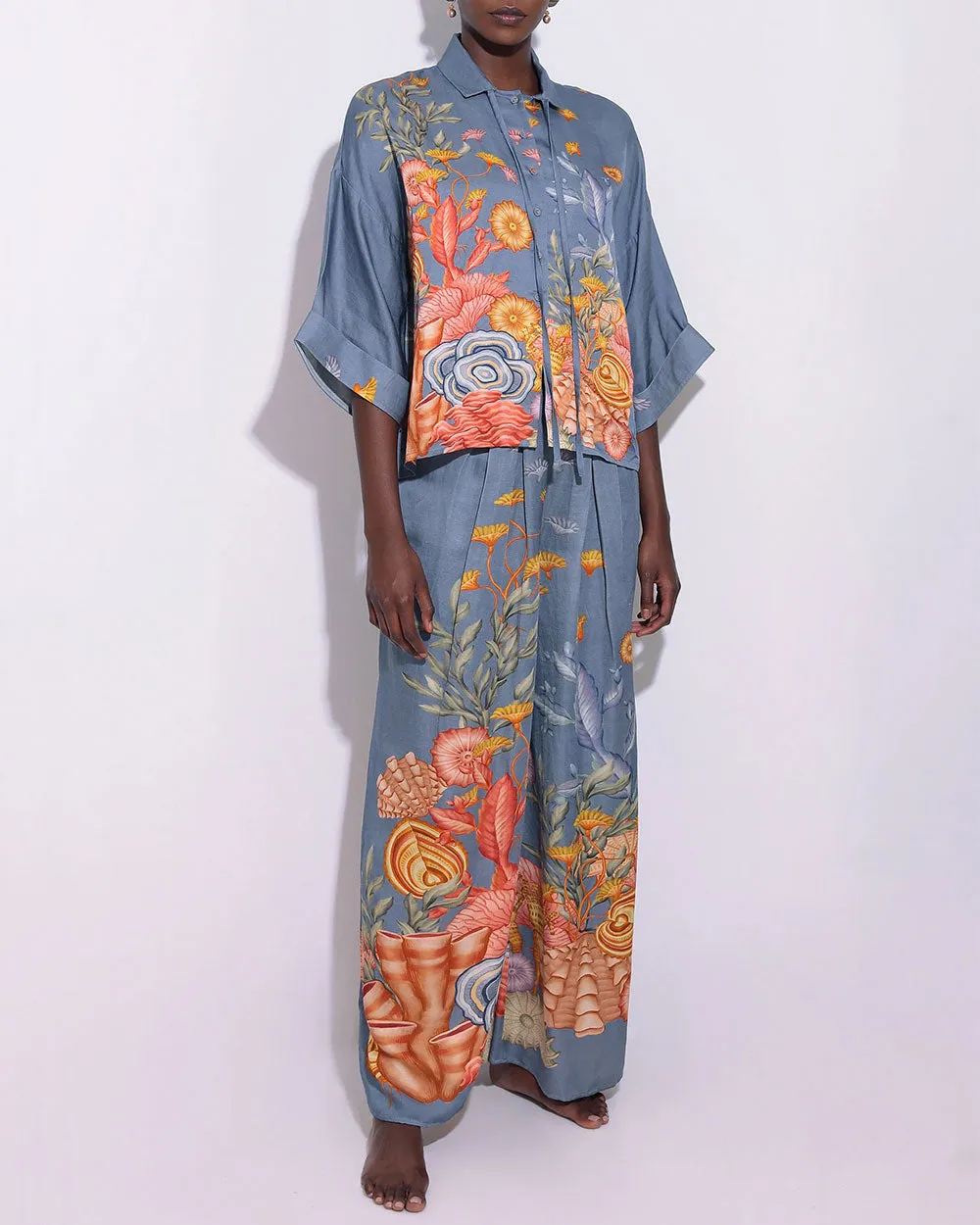 Blue Shell Elements Palazzo Pant