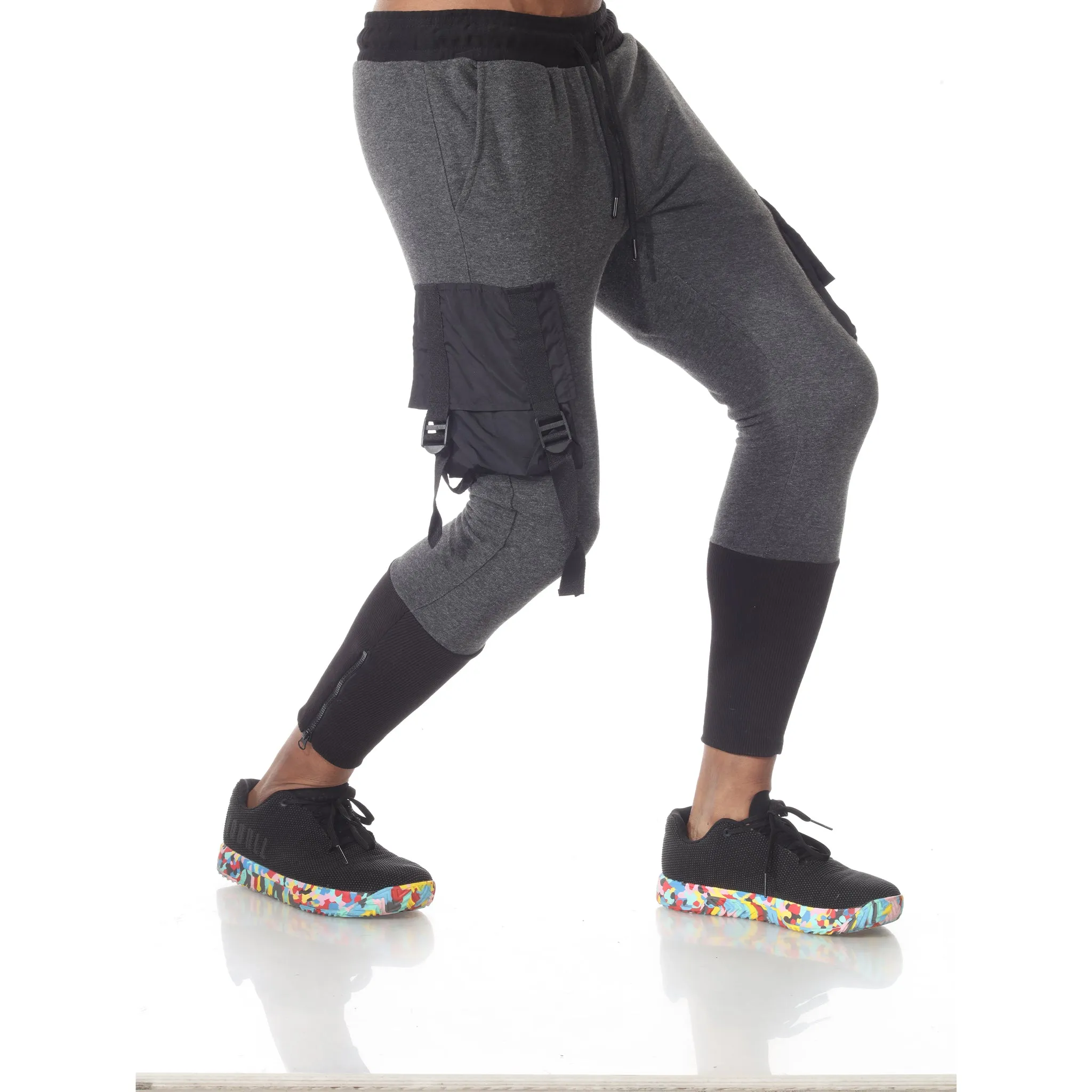 Bowie Charcoal Fashion Jogger with Black Cargo Pockets