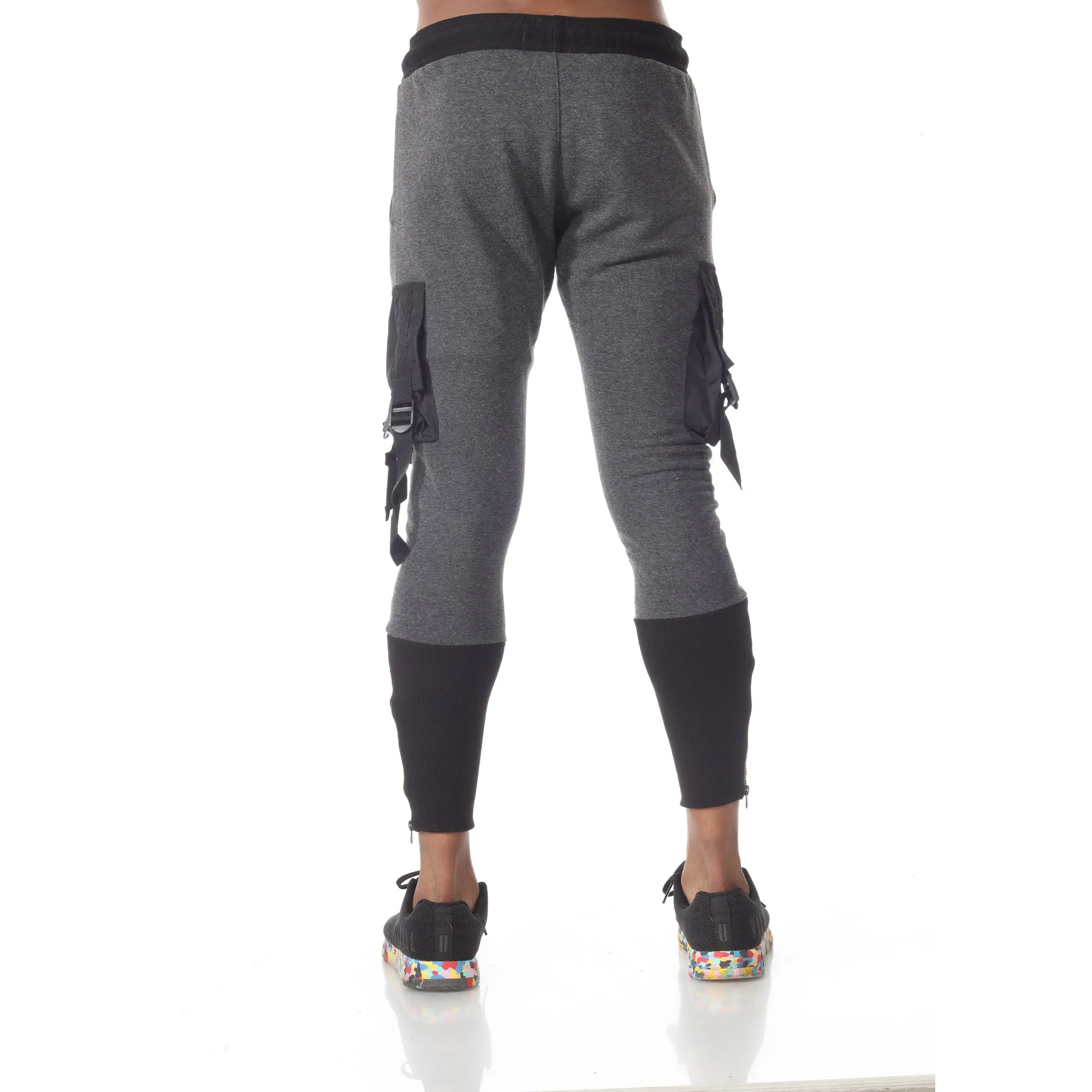 Bowie Charcoal Fashion Jogger with Black Cargo Pockets