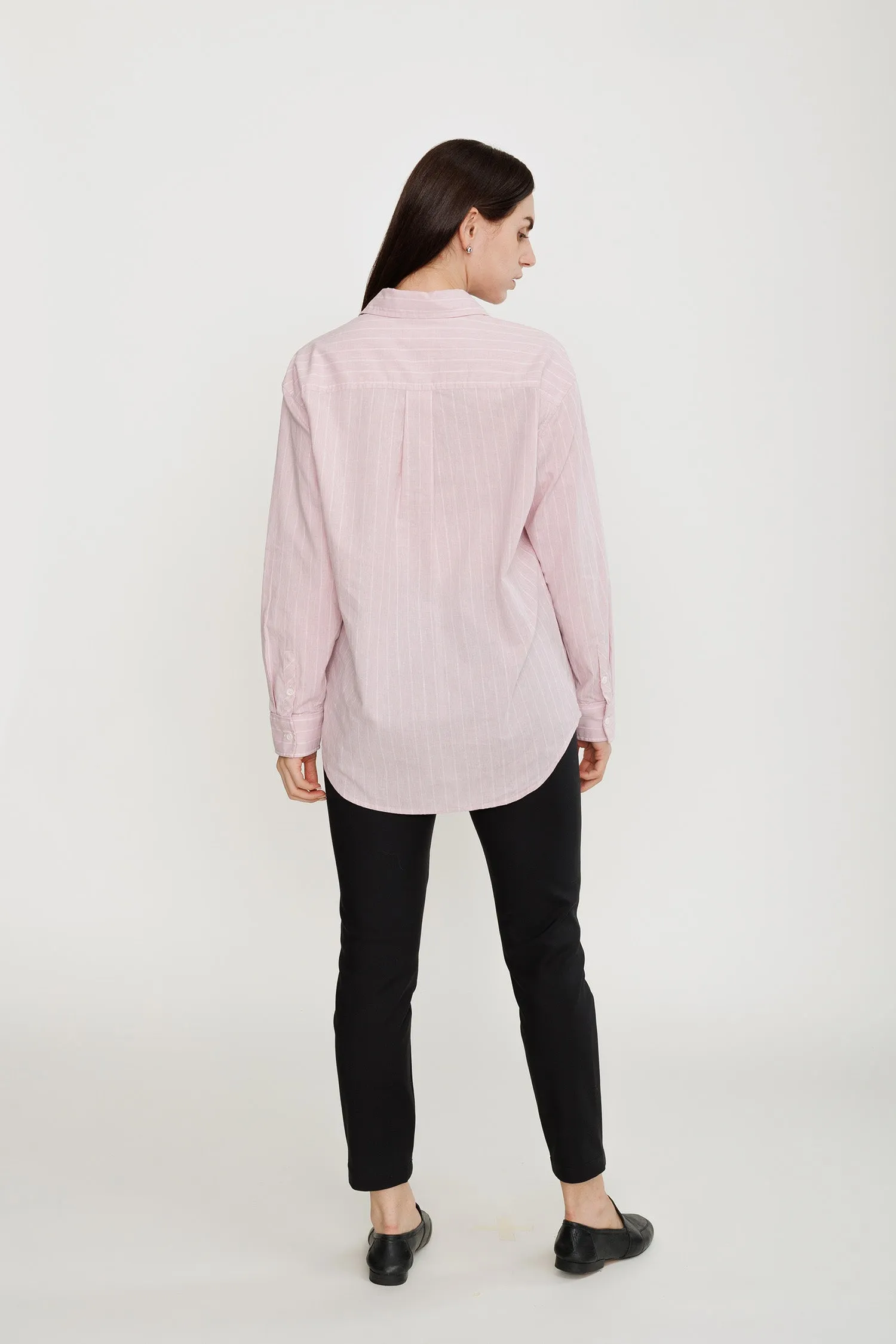 Boyfriend Poplin Shirt - Pink Stripe