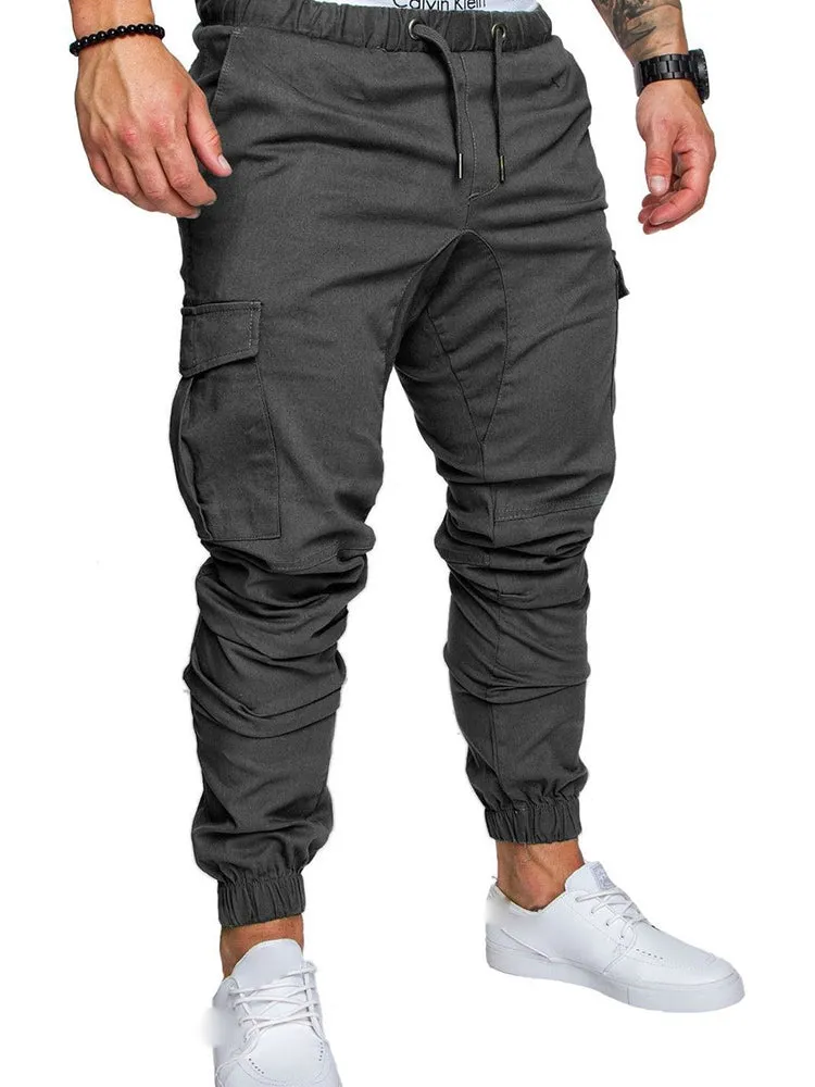 Casual Drawstring Multi-Pocket Jogger