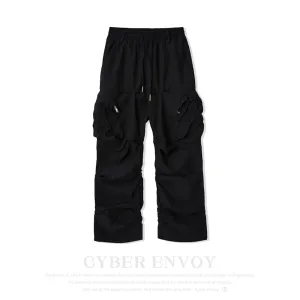 CE | Street Solid Color Pleated Cargo Pants