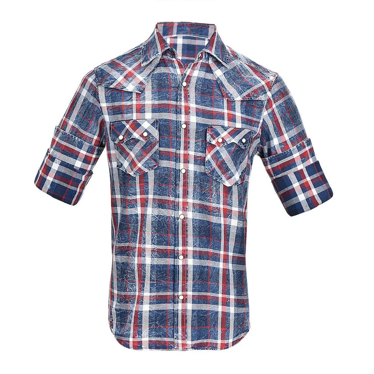 CMRJ450 - Cuadra navy-red cowboy fashion cotton shirt for men