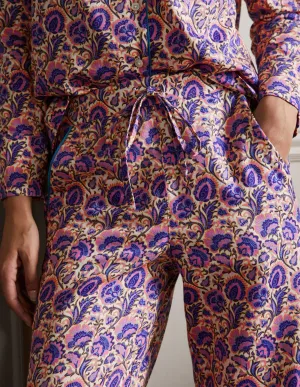 Cotton Pyjama Trousers-Ivory, Rich Floral