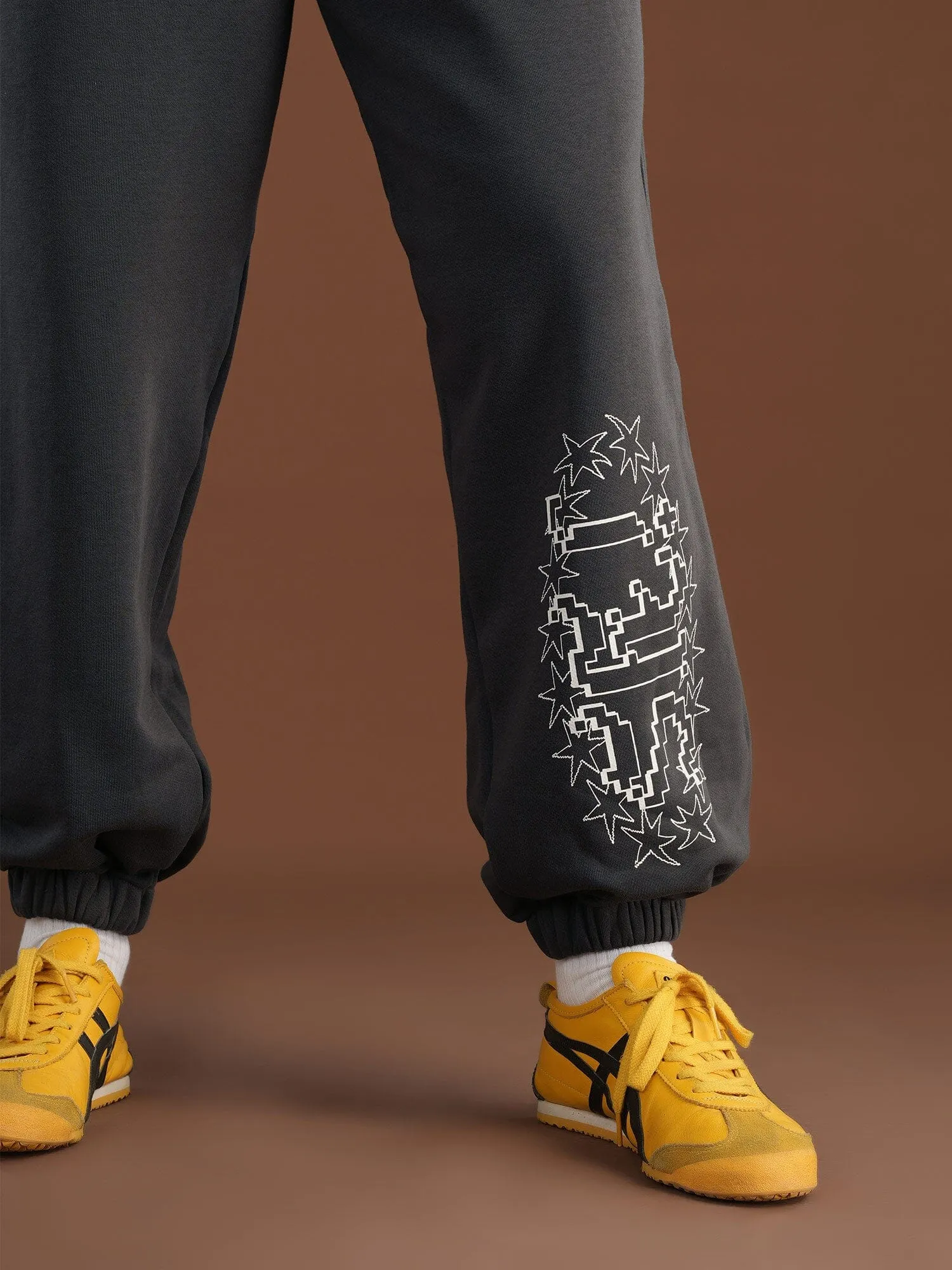 Dark Grey Printed Swants