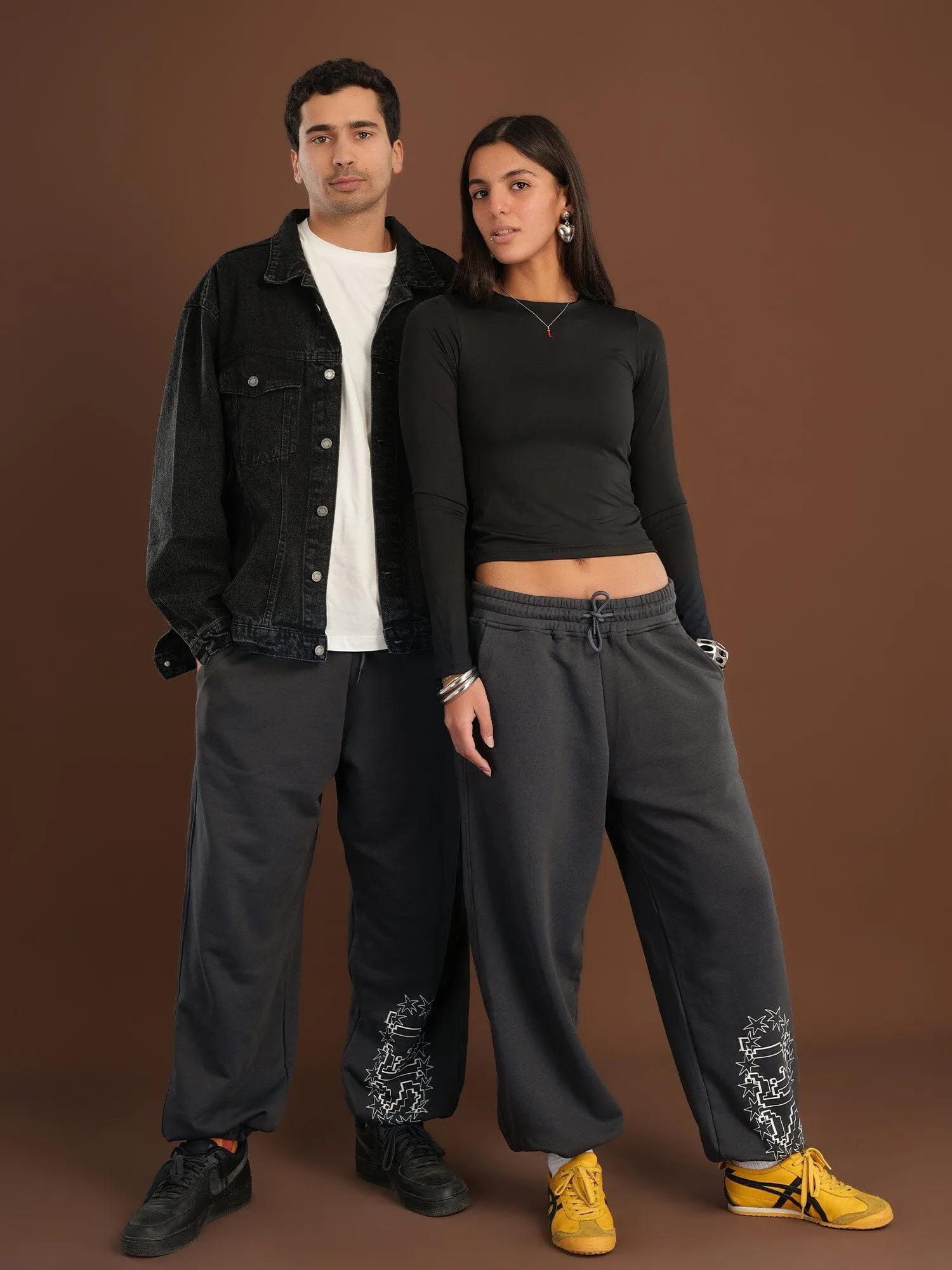 Dark Grey Printed Swants