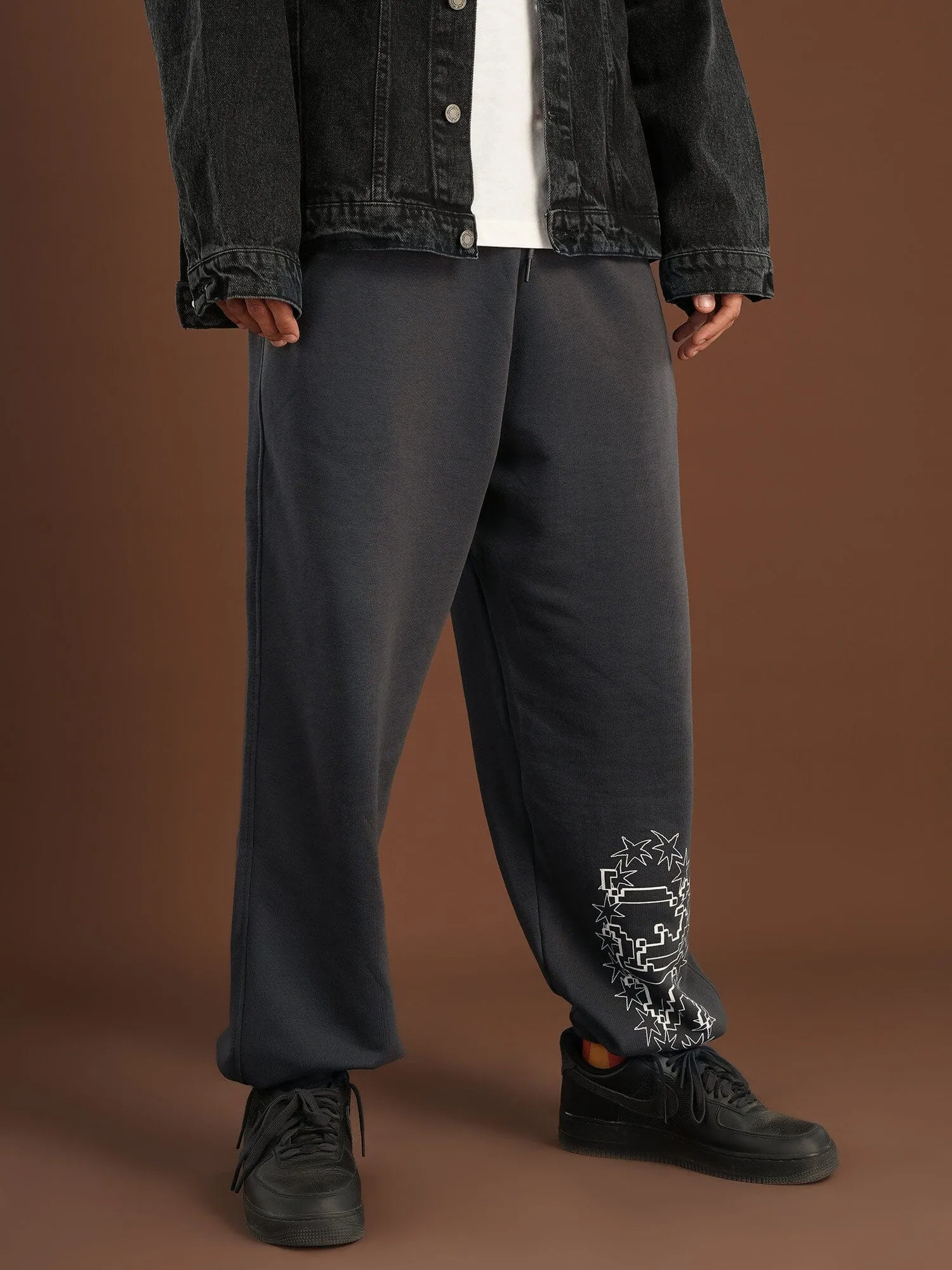 Dark Grey Printed Swants