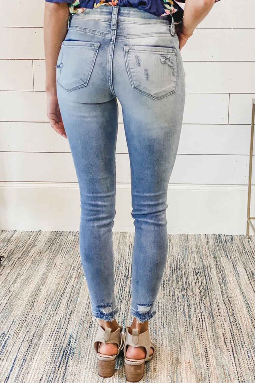 Distressed Mid Rise Jeans
