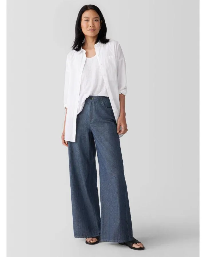 Eileen Fisher Cotton Twill Wide Leg Pant