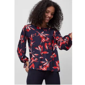 French Connection ELVIA CREPE LIGHT LONG SLEEVE TOP in Navy 72QCF