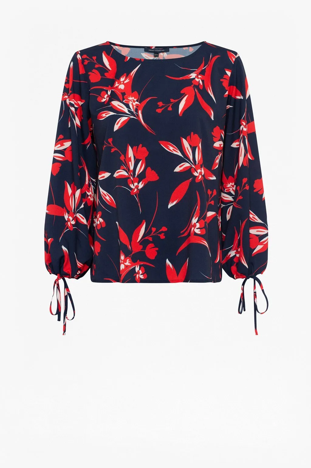 French Connection ELVIA CREPE LIGHT LONG SLEEVE TOP in Navy 72QCF