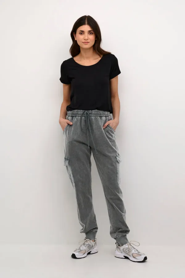 Grey Wash Jersey Cargo Joggers