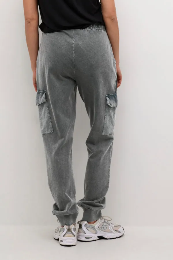 Grey Wash Jersey Cargo Joggers