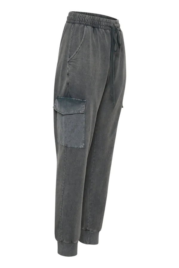 Grey Wash Jersey Cargo Joggers