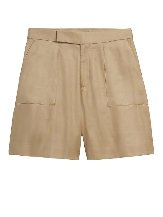 High-Rise 5" Linen-Blend Short in Desert Linen