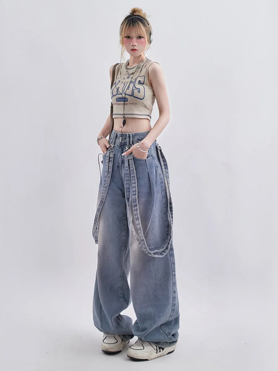 High Waisted Blue Loose Jeans