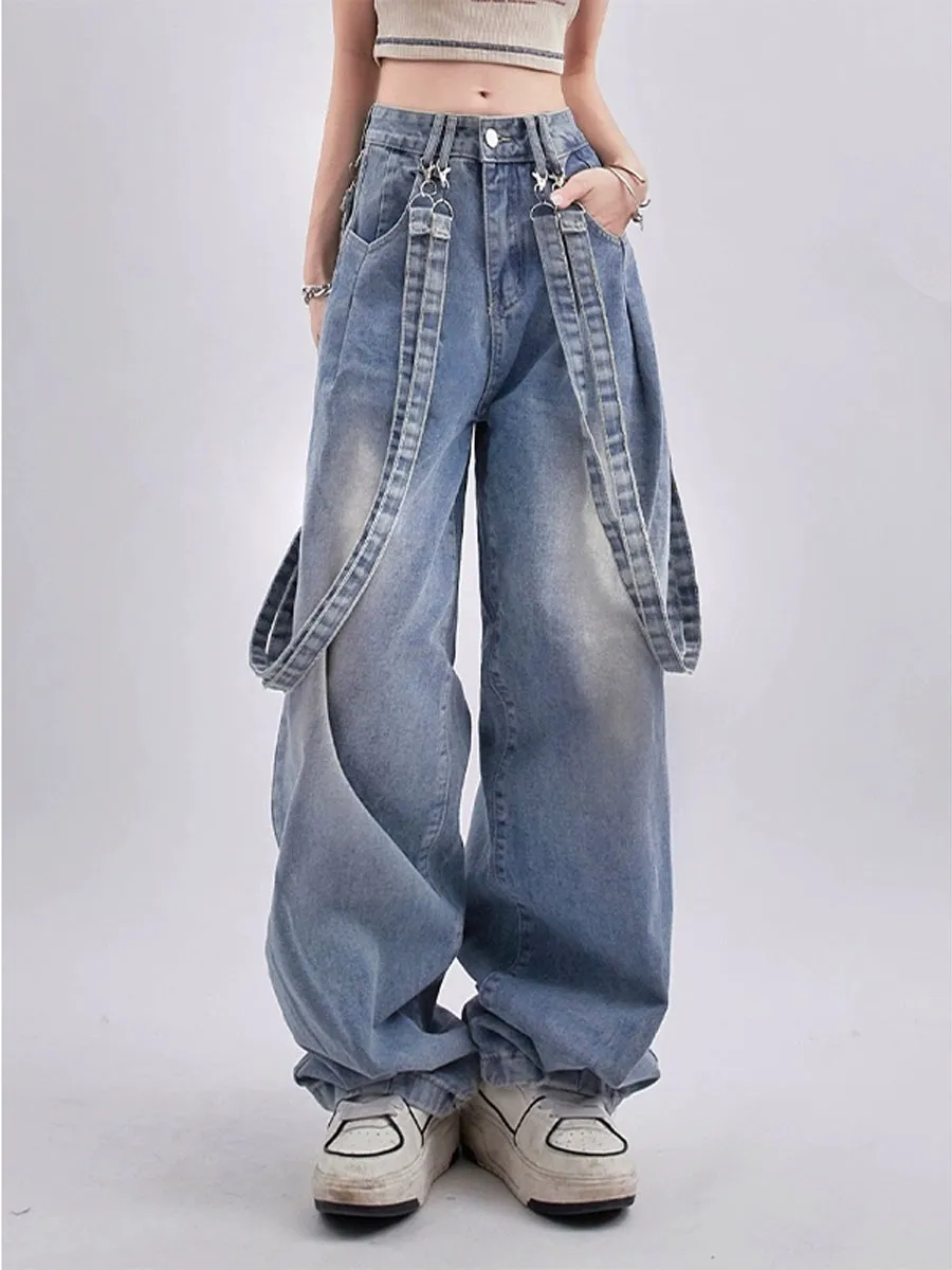 High Waisted Blue Loose Jeans