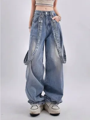 High Waisted Blue Loose Jeans