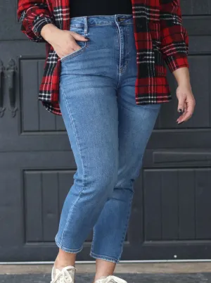High Waisted Straight Mom Jeans