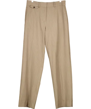 Karen By Simonsen Beige Pinstripe Straight Leg Trousers UK 10