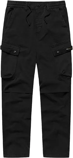 MIDOO Mens Cargo Pants Relaxed Fit Casual Fleece Joggers Loose Open Bottom Athletic Pants Straight Leg Outdoor Hiking Pants
