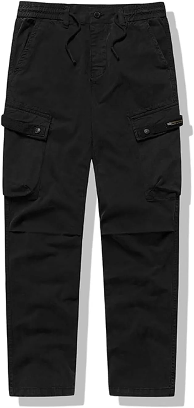 MIDOO Mens Cargo Pants Relaxed Fit Casual Fleece Joggers Loose Open Bottom Athletic Pants Straight Leg Outdoor Hiking Pants