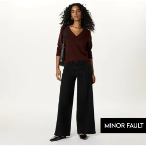 (Minor Fault) Black Relaxed Wide Leg Jeans