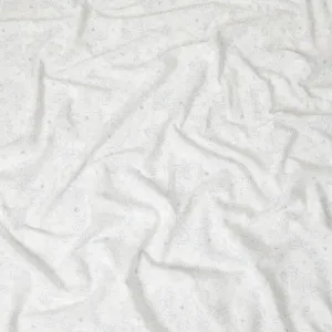 Off white premium pure Italian linen fabric with blue and white print in floral design-D13995