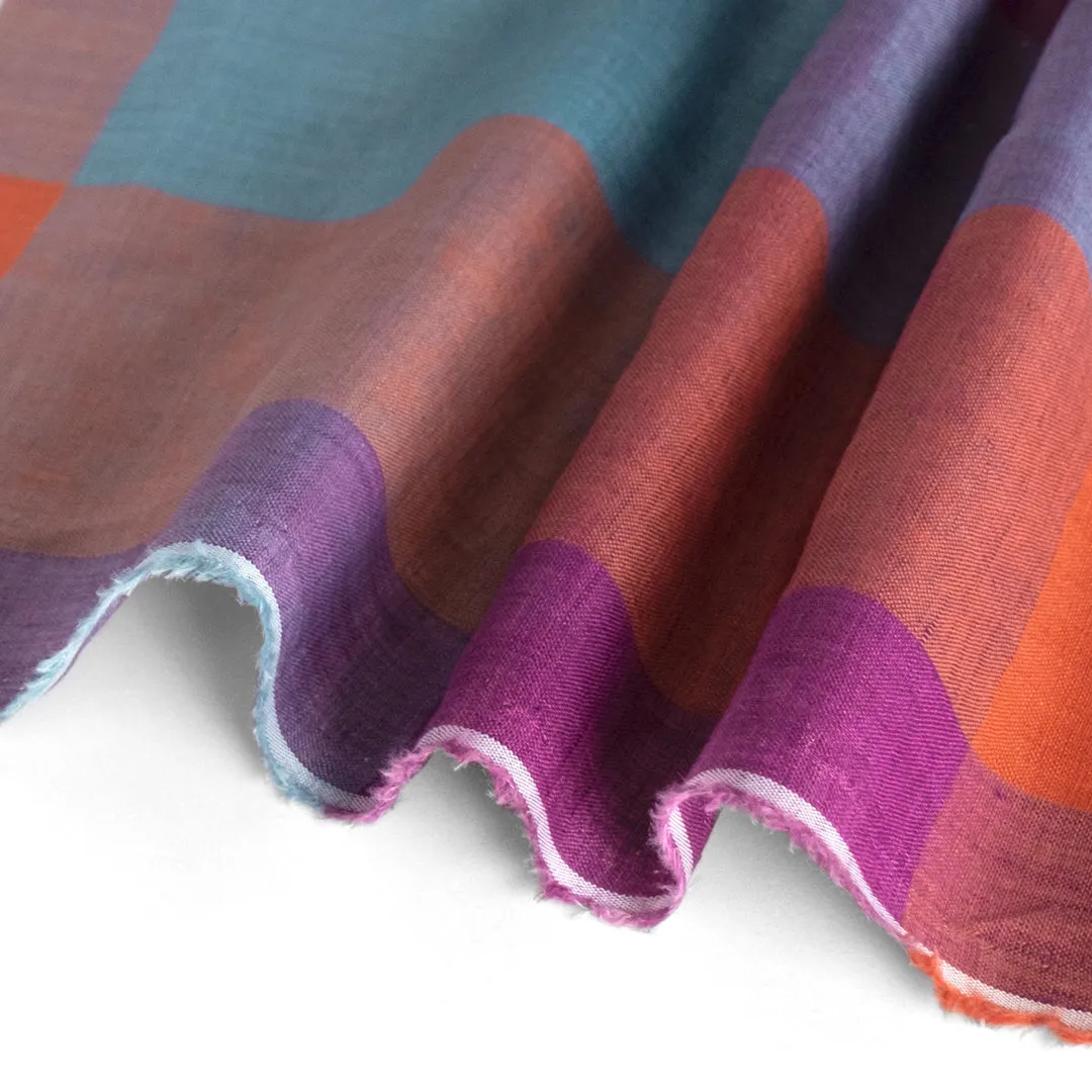 Patchwork Yarn Dyed Linen - Orchid/Orange/Aqua