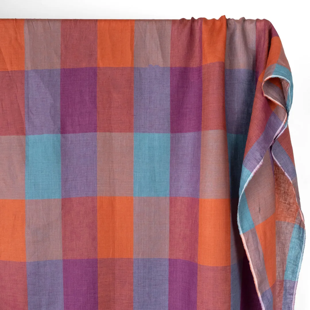 Patchwork Yarn Dyed Linen - Orchid/Orange/Aqua