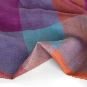 Patchwork Yarn Dyed Linen - Orchid/Orange/Aqua