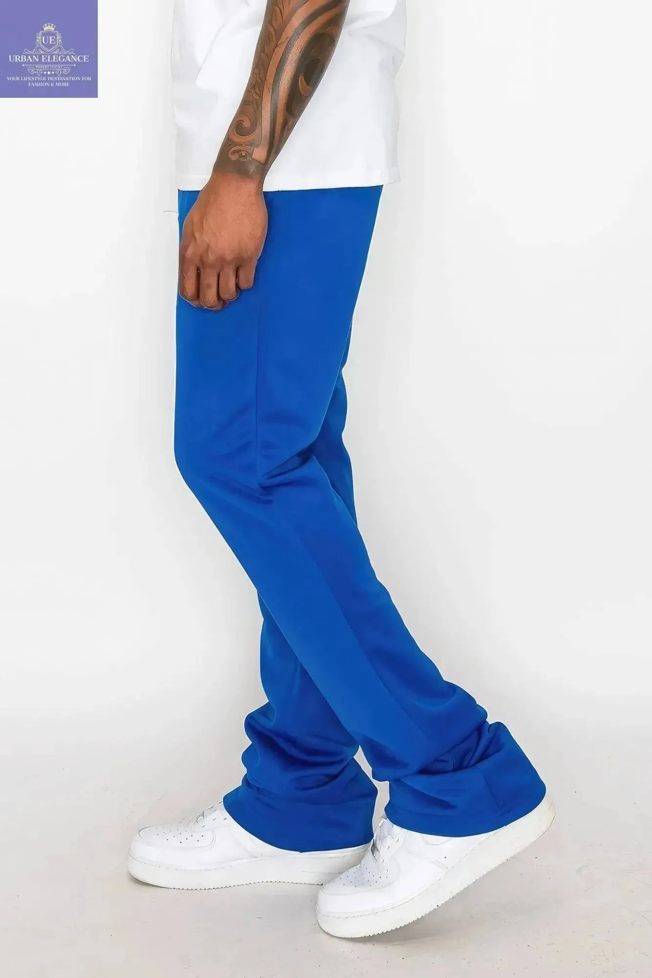 Royal Blue Flare Leg Stacked Fit Sweatpants