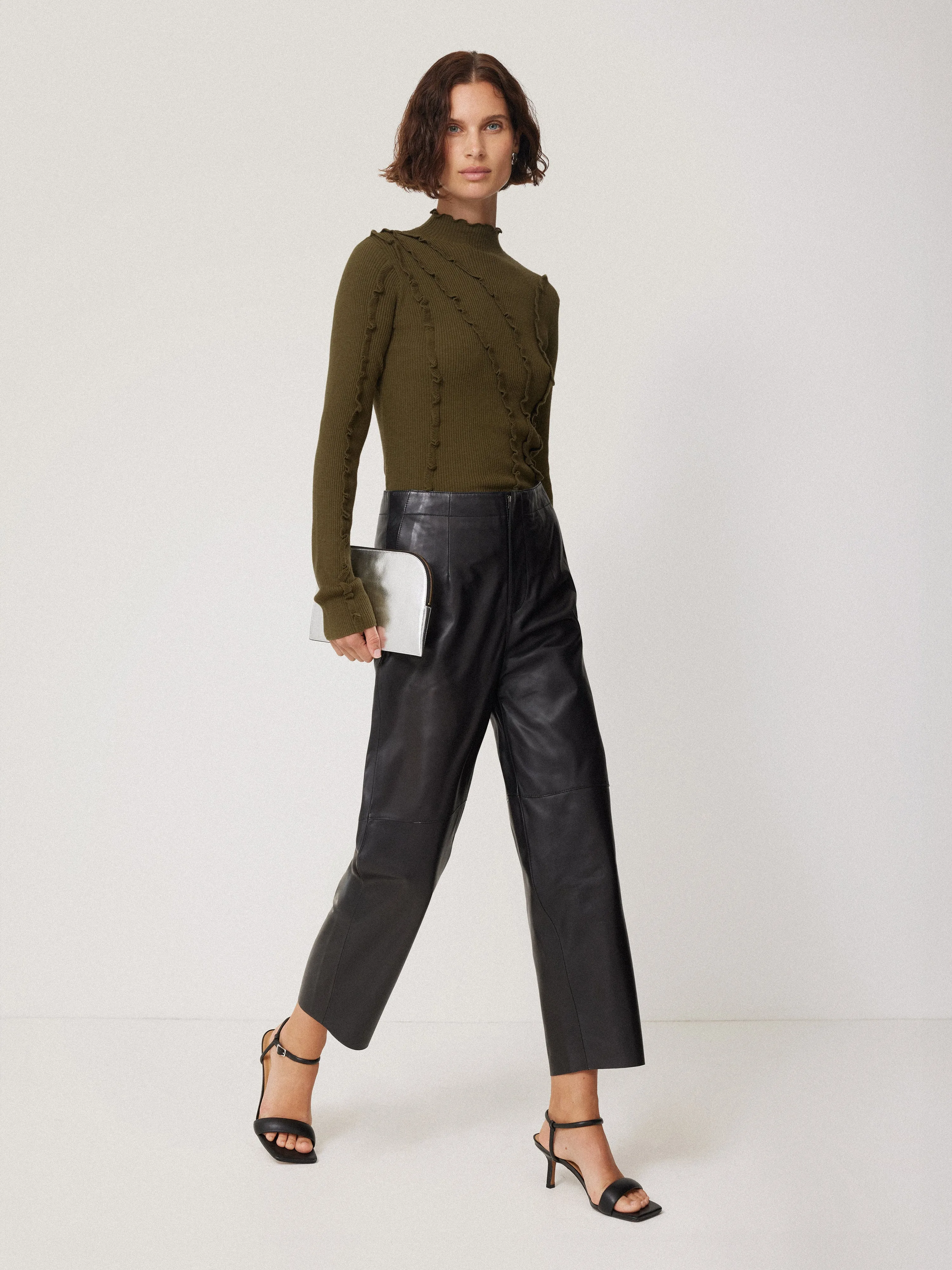 Ruffle Detail Jumper | Khaki