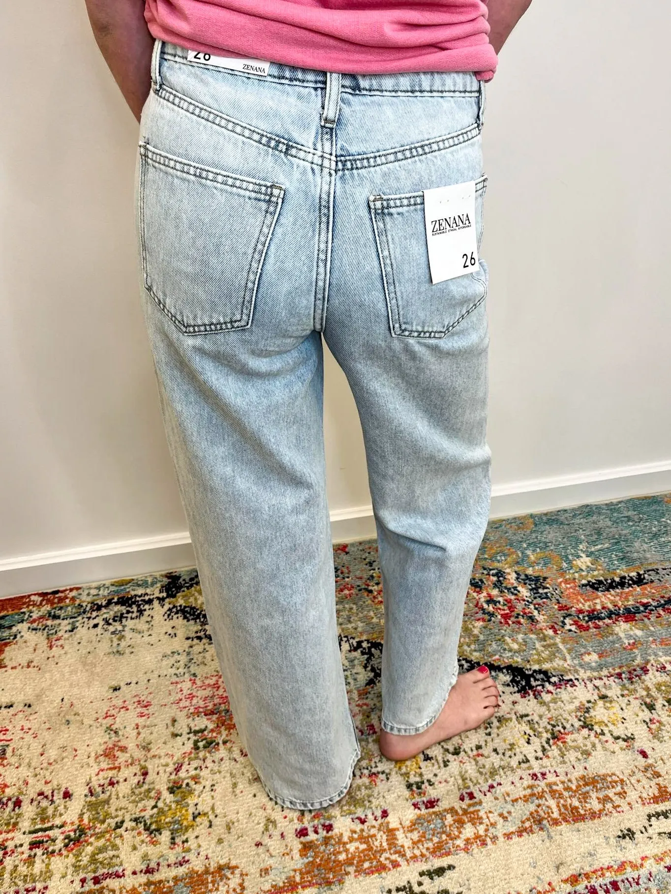 Sara High Waist Wide Leg Straight Jean - Light Wash