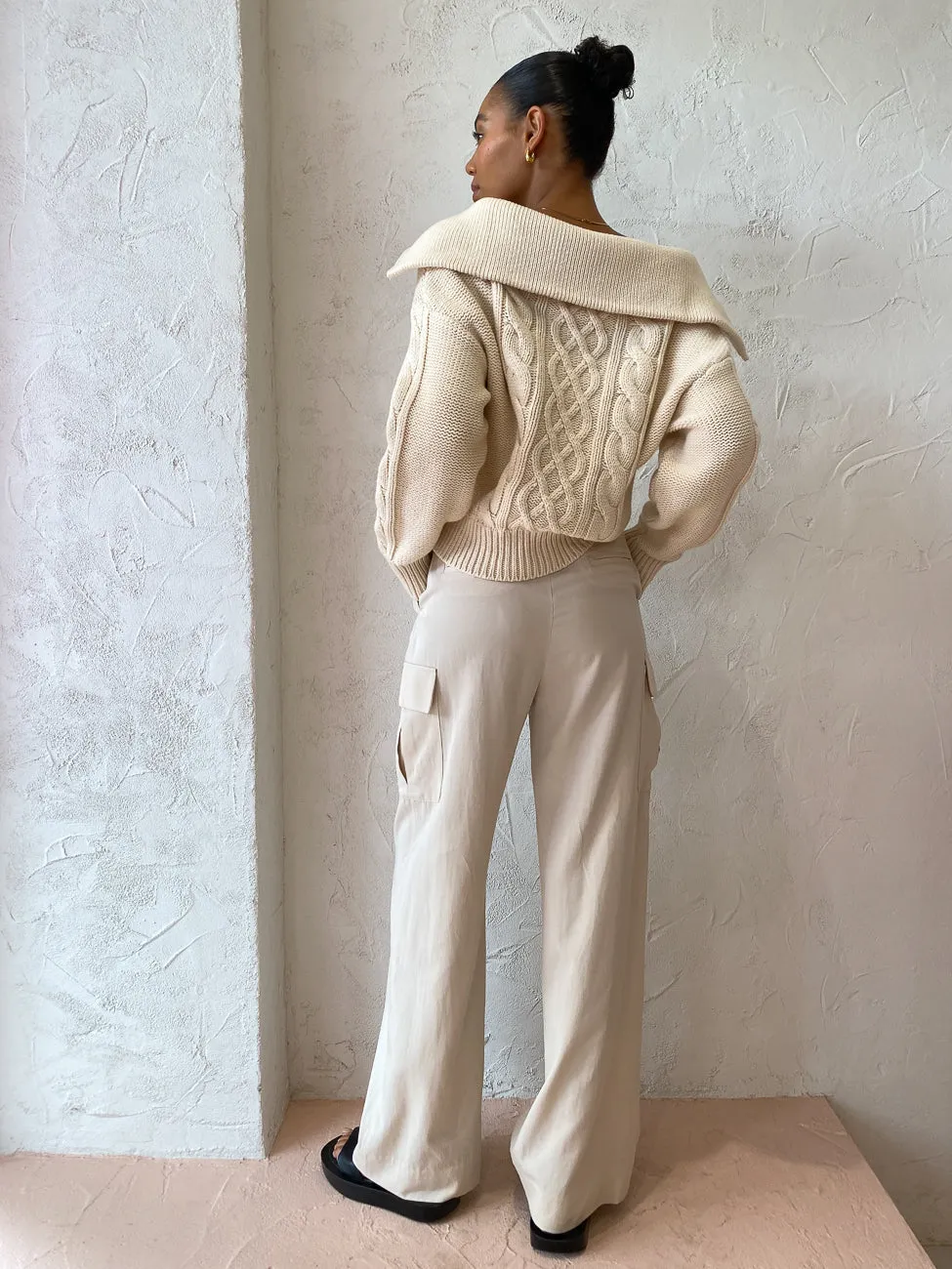 Shona Joy Sara Utility Relaxed Pant in Crema
