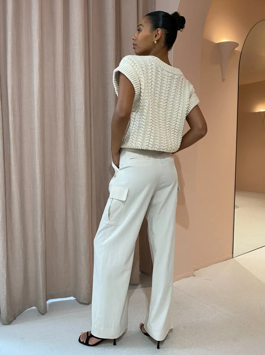Shona Joy Sara Utility Relaxed Pant in Crema