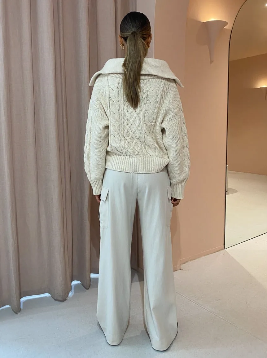 Shona Joy Sara Utility Relaxed Pant in Crema