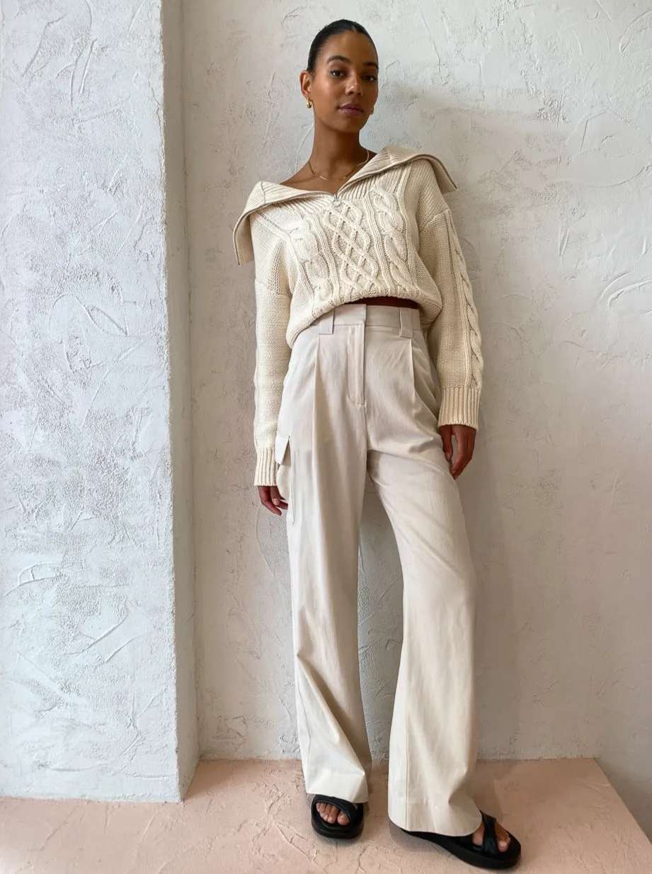 Shona Joy Sara Utility Relaxed Pant in Crema