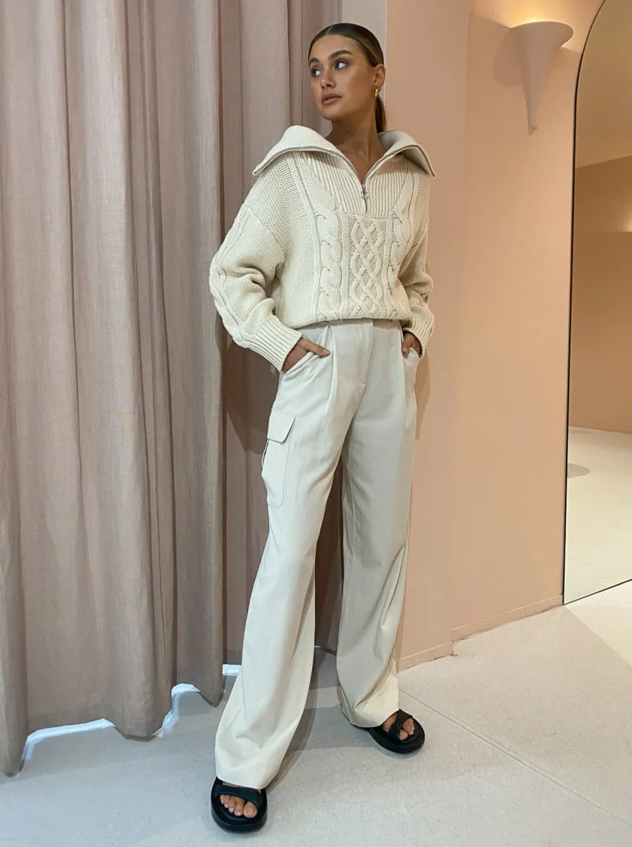 Shona Joy Sara Utility Relaxed Pant in Crema