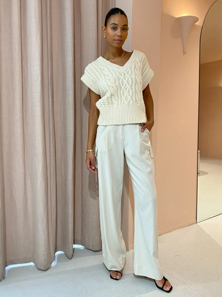 Shona Joy Sara Utility Relaxed Pant in Crema