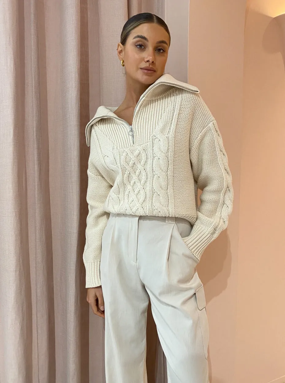 Shona Joy Sara Utility Relaxed Pant in Crema