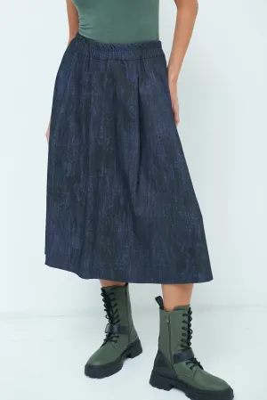 Textured pleated midi skirt wholesale