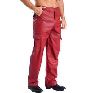 Trend4us Men's Faux Leather Cargo Pants